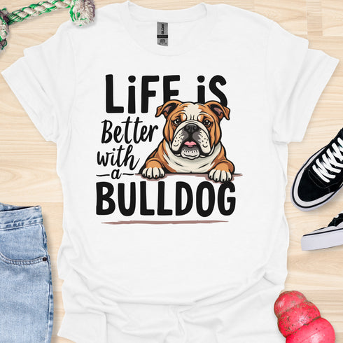 Life is better with a bulldog - V3 - Peek A Boo T-Shirt